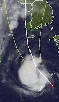 Tropischer Sturm KHANUN jetzt mit Kurs auf Nordkorea, Korea, Taifunsaison 2012, aktuell, Khanun, Satellitenbild Satellitenbilder, Vorhersage Forecast Prognose, Juli, 2012,