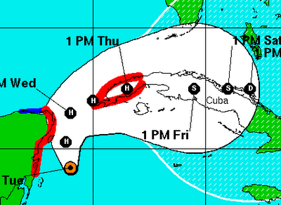Update Hurrikan PAULA: Drastische Änderung der Prognose - leichte Entspannung an der Riviera Maya (Yucatán, Mexiko) und Sorgen auf Kuba