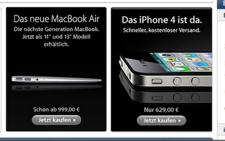 Apple verkauft iPhone 4 für 629€ online.