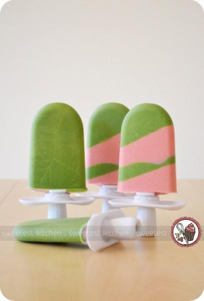 Matcha Latte Strawberry Popsicles