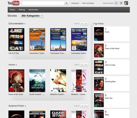 Filme & Serien – YouTube schaltet Filmfunktion in Deutschland ein
