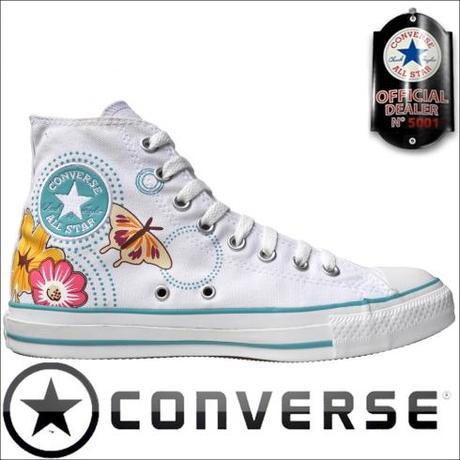 Converse Chucks 1V081 White Butterfly Flowers