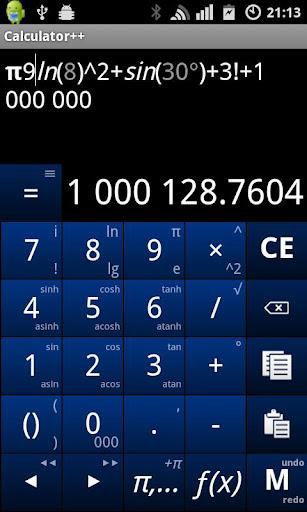 Kostenloser Taschenrechner für Android mit allen wichtigen Funktionen und noch viel mehr: Calculator++