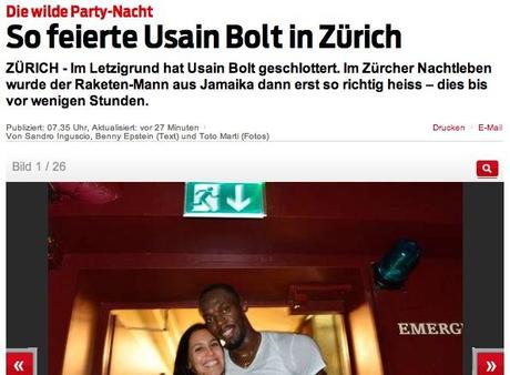 Blick.ch Artikel “So feierte Usain Bolt in Zürich”.
