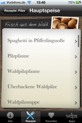 iCook Pilze – das Kochbuch für die Pilzsaison auf dem iPhone