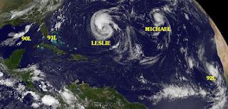 Michael, Leslie, Nadine, Golf von Mexiko, Florida, Bahamas, aktuell, Atlantische Hurrikansaison, Hurrikansaison 2012, Satellitenbild Satellitenbilder, Vorhersage Forecast Prognose, September, 2012,