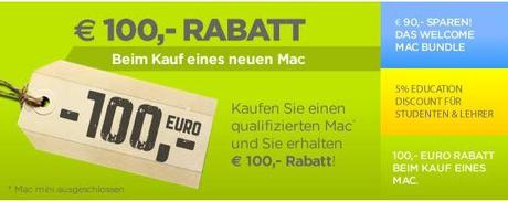 Mac Book Air, Mac Book Pro, iMac oder Mac Pro mit 100 Euro Rabatt