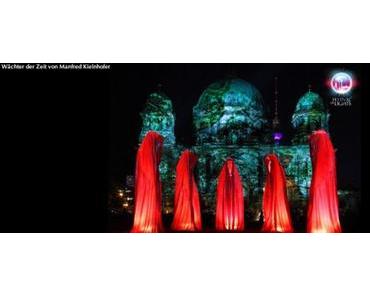 Festival of Lights Berlin Waechter der Zeit – Light art show time guards contemporary art sculptures by Manfred Kielnhofer