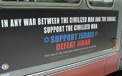 Islamfeindlicher Anzeiger in der New- Yorker U-Bahn