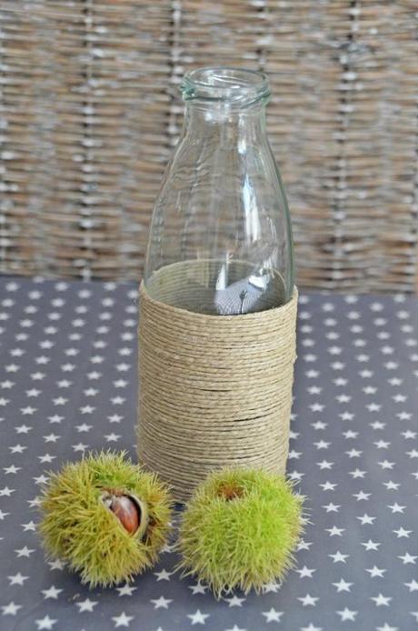 DIY- bottles with package tape - Flaschen mit Paketschnur