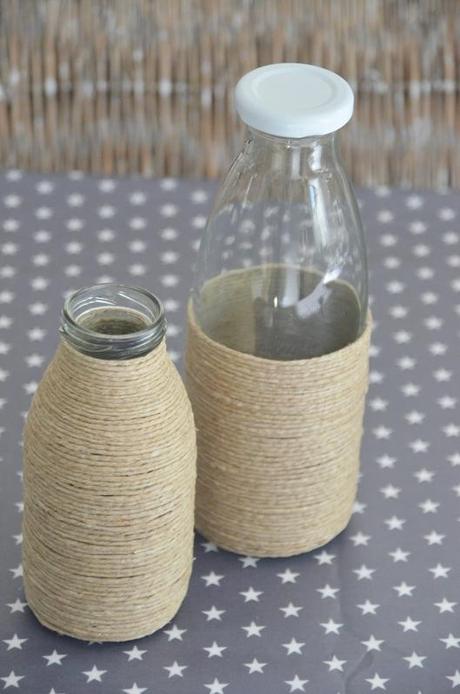 DIY- bottles with package tape - Flaschen mit Paketschnur