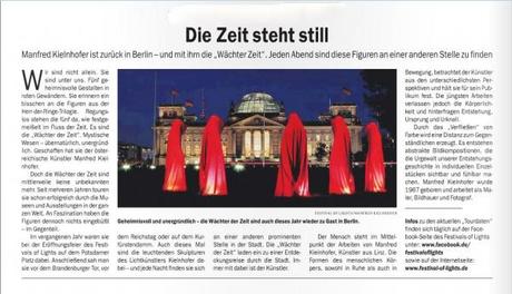 Berliner Zeitung Waechter der Zeit sind wieder in Berlin zum Festival of Lights