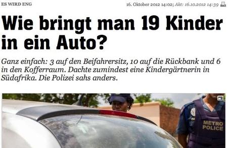 20min.ch Artikel “Wie bringt man 19 Kinder in ein Auto?”.