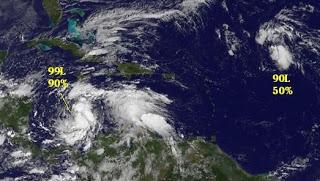Atlantik, Atlantische Hurrikansaison, aktuell, Hurrikansaison 2012, Oktober, 2012, Sandy, Tony, Jamaika, Kuba, Bahamas, Satellitenbild Satellitenbilder, Vorhersage Forecast Prognose, 