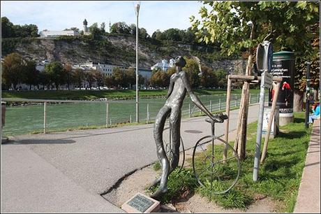 Salzburg - Salzach - historic sculpture - close to the river