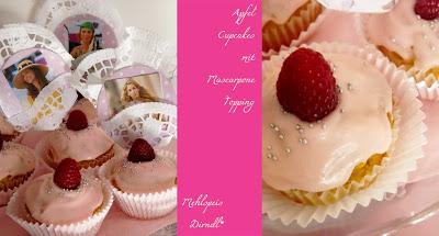 Apfel Cupcakes mit rosa Frischkäse Topping