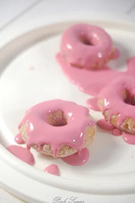 Almond Mini Donuts with Cherry Glaze