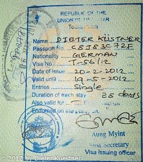 How to apply for a Visa for Myanmar Visa (November 2012)