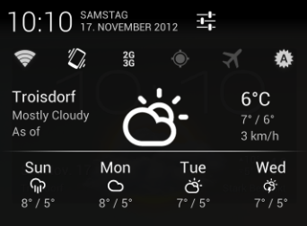 Notification Weather für Android 4.1: Das Wetter in der Benachrichtigungsleiste
