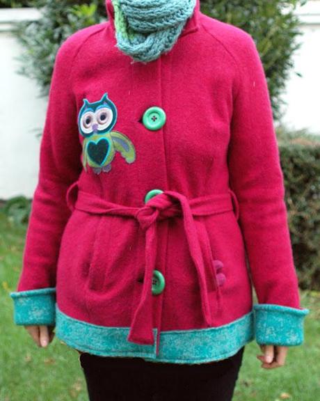 Owl On Pink Woolen Jacket