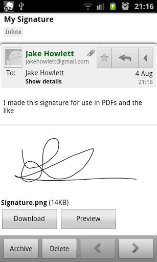 Signature Saver – Hol deine Unterschrift auf das Android Phone oder den PC