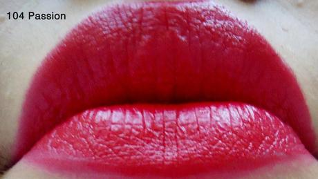 Rouge Allure Lipstick Swatches - 97 Incandescente, 104 Passion, 102 Palpitante, 99 Pirate