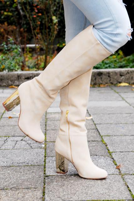 Wednesday to go: a golden pair of boots and studded blouse