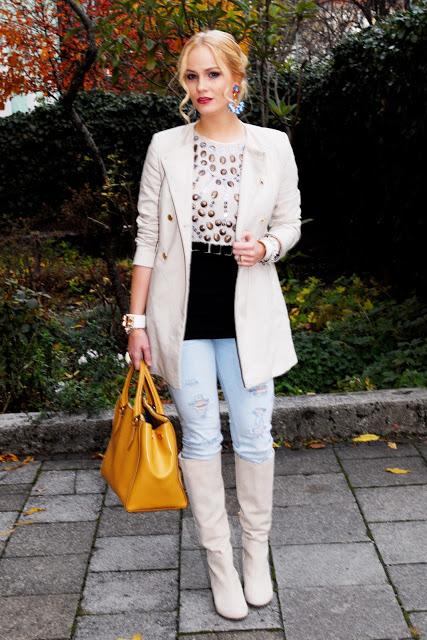 Wednesday to go: a golden pair of boots and studded blouse