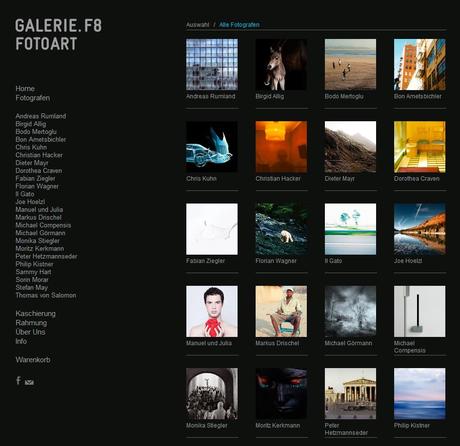 Galerie F8 Fotoart, Screenshot der Startseite