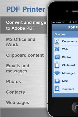 PDF Printer for iPhone – Führe Dokumente und Bilder aus verschiedenen Quellen zu einem PDF zusammen