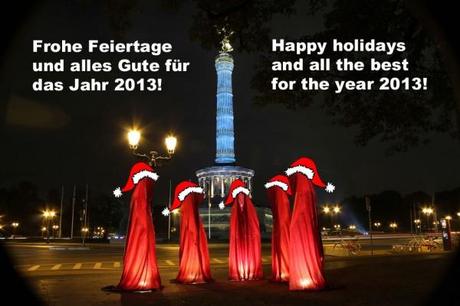 Happy holidays and all the best for the year 2013 – Guardians of time by Manfred Kielnhofer – contemporary light art sculpture