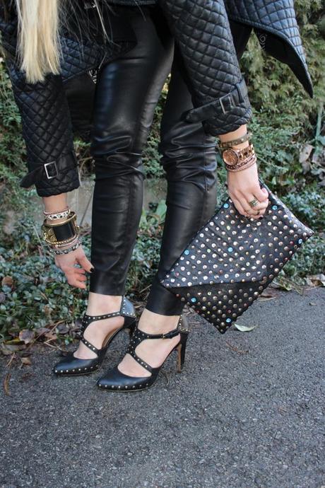 Leather pants and lace shirt new year's eve outfit