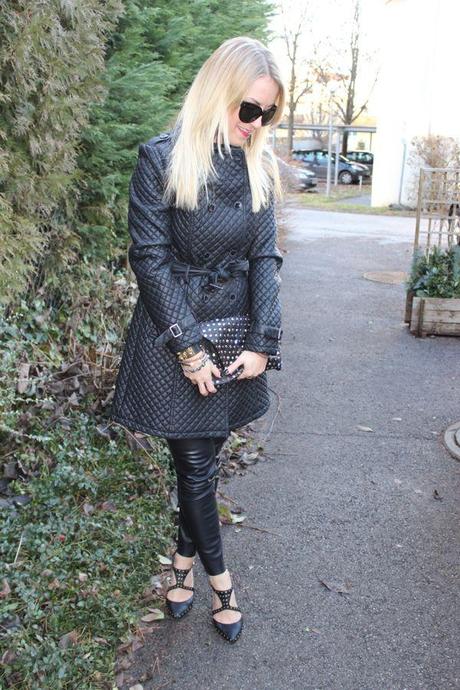 Leather pants and lace shirt new year's eve outfit