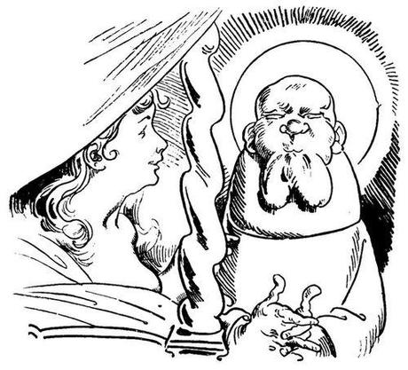 Die Beichte (Zeichnung von Wilhelm Busch, Bildergeschichten, Der heilige Antonius von Padua)
