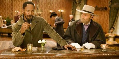 © Sony Pictures Releasing GmbH / Django (Jamie Foxx, links) mit Django (Franco Nero, rechts)