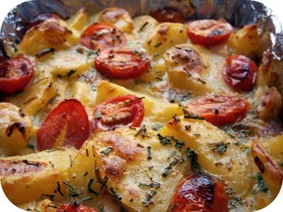 Kartoffeltortilla mit Tomaten