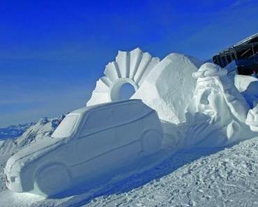VW Modelle aus Schnee und Eis in den Ischgler Bergen