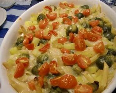 Nudelauflauf mit Rosenköhlchen