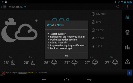 1Weather für Android: Minimalistische Wetter-App erhält umfangreiches Update