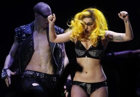 U.S. pop singer Lady Gaga performs on stage during her concert in Budapest November 7, 2010. REUTERS/Laszlo Balogh (HUNGARY - Tags: ENTERTAINMENT)