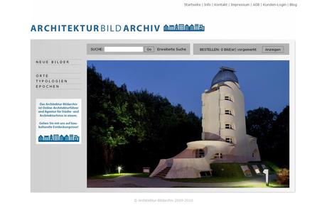 Screenshot der Startseite des Architektur-Bildarchivs nach dem Relaunch im November 2010