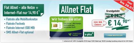 Allnet Flat inkl. 500 MB Daten für nur 14,90 € mtl. Grundgebuehr (DEAL)