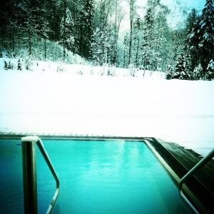 Schloss Elmau, Bavaria, Germany - wonderful infinity outdoor pool with snow