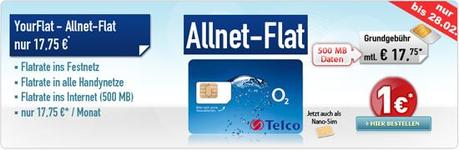 Allnet Flat für 17,75 € monatlich im o2 Netz! (DEAL)