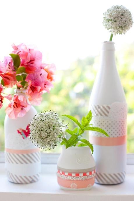 DIY mit Lack – Glasflasche zur Vase umfunktioniert