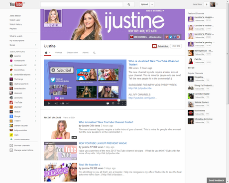 Das neue YouTube Design 2013 von iJustine