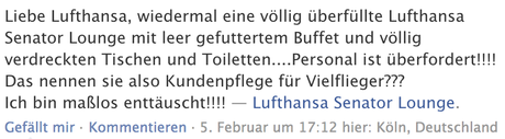 Lufthansa Senator Lounge Feedback facebook