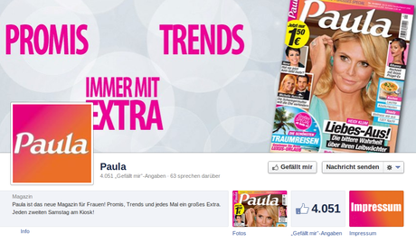 Screenshot der Facebook Seite von Paula