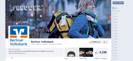 Screenshot der Facebook Seite der Berliner Volksbank