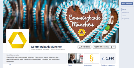 Facebookseite der Commerzbank München als Screenshot